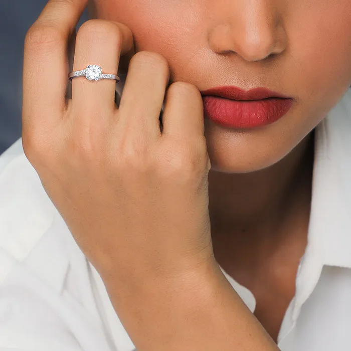 Silver Zircon Twist Ring