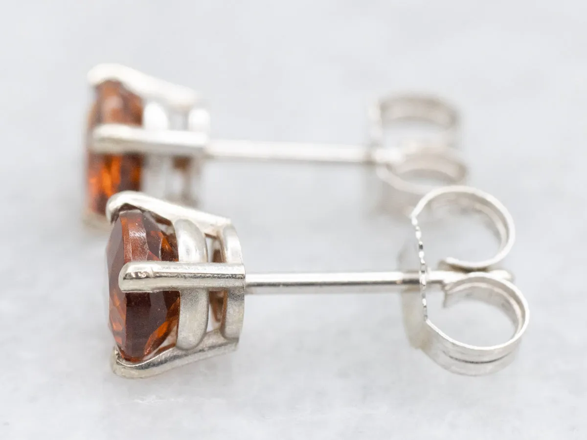 Simple White Gold Citrine Stud Earrings