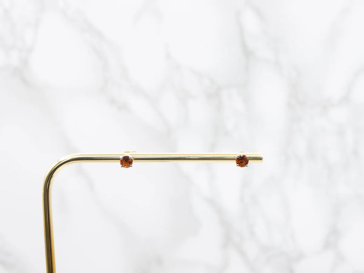 Simple White Gold Citrine Stud Earrings