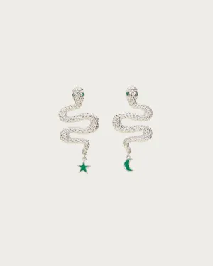 Snake Earrings in Silver