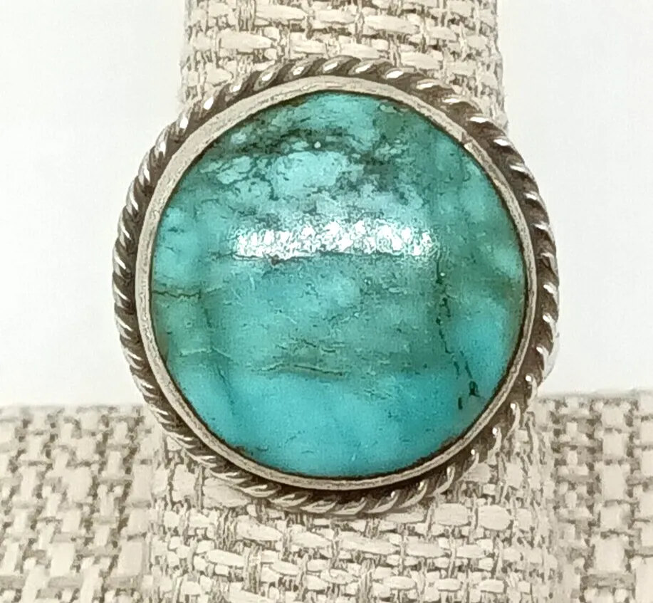 Southwestern Turquoise Sterling Silver Ring Size 9.5, 11.9 grams