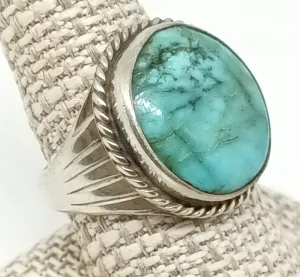 Southwestern Turquoise Sterling Silver Ring Size 9.5, 11.9 grams
