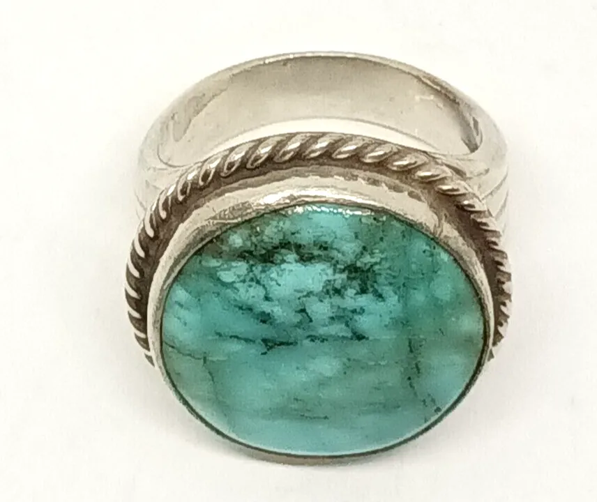 Southwestern Turquoise Sterling Silver Ring Size 9.5, 11.9 grams