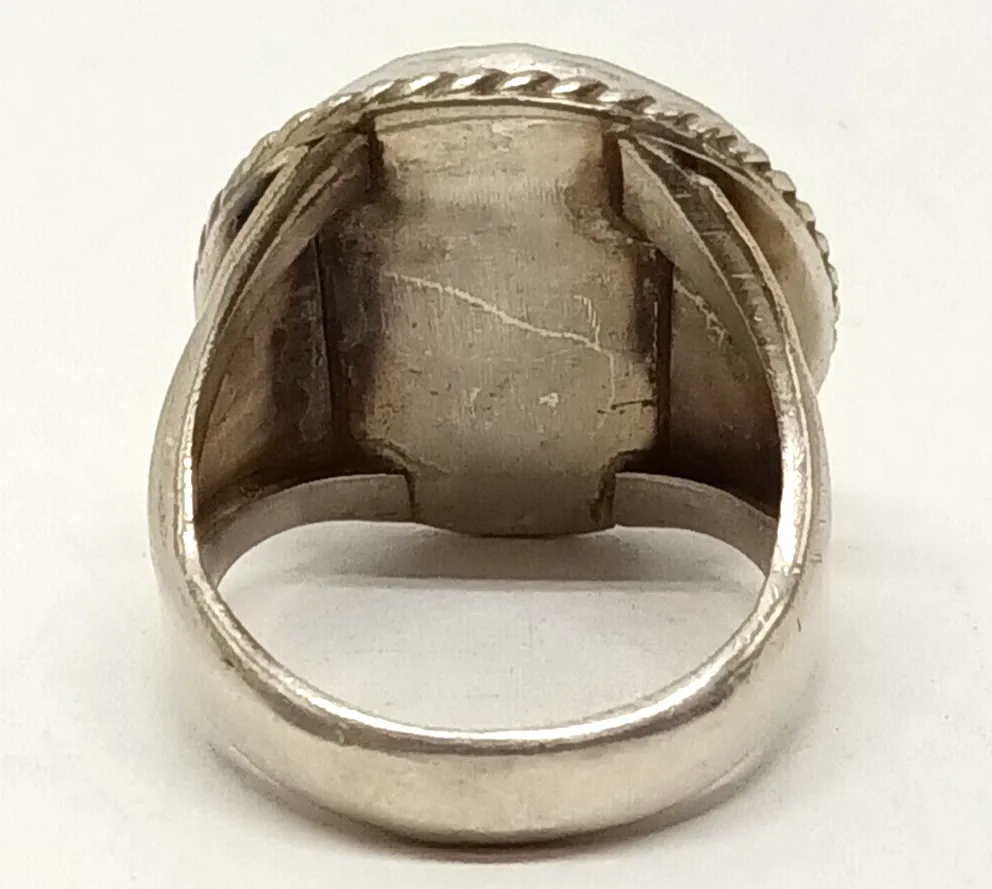 Southwestern Turquoise Sterling Silver Ring Size 9.5, 11.9 grams