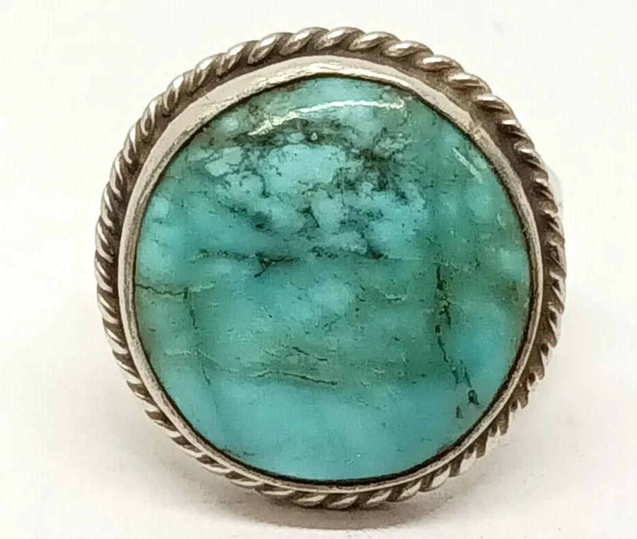 Southwestern Turquoise Sterling Silver Ring Size 9.5, 11.9 grams
