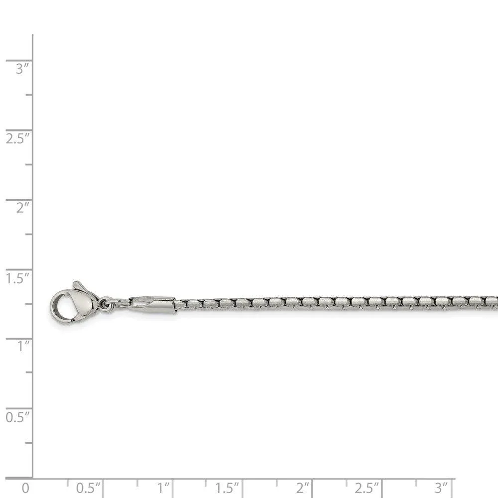 Stainless Steel 2.50mm Polished Fancy Box Chain