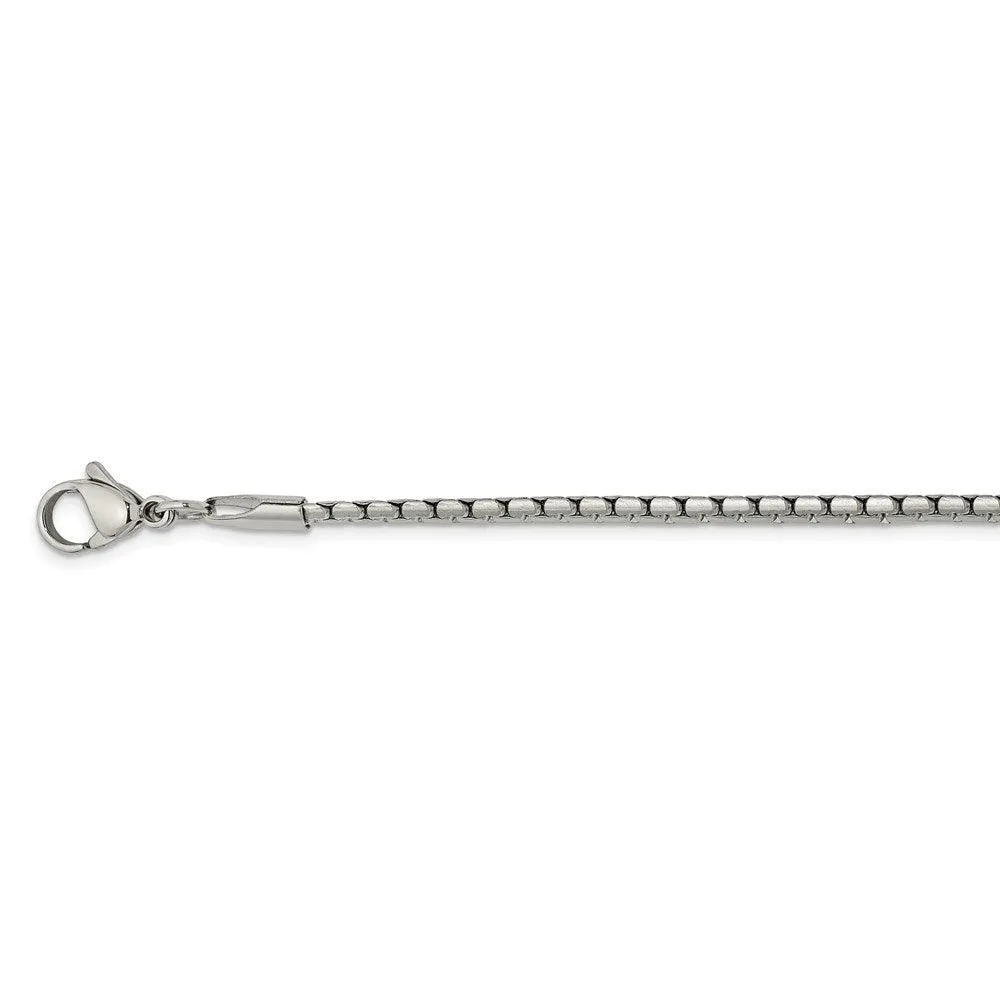 Stainless Steel 2.50mm Polished Fancy Box Chain