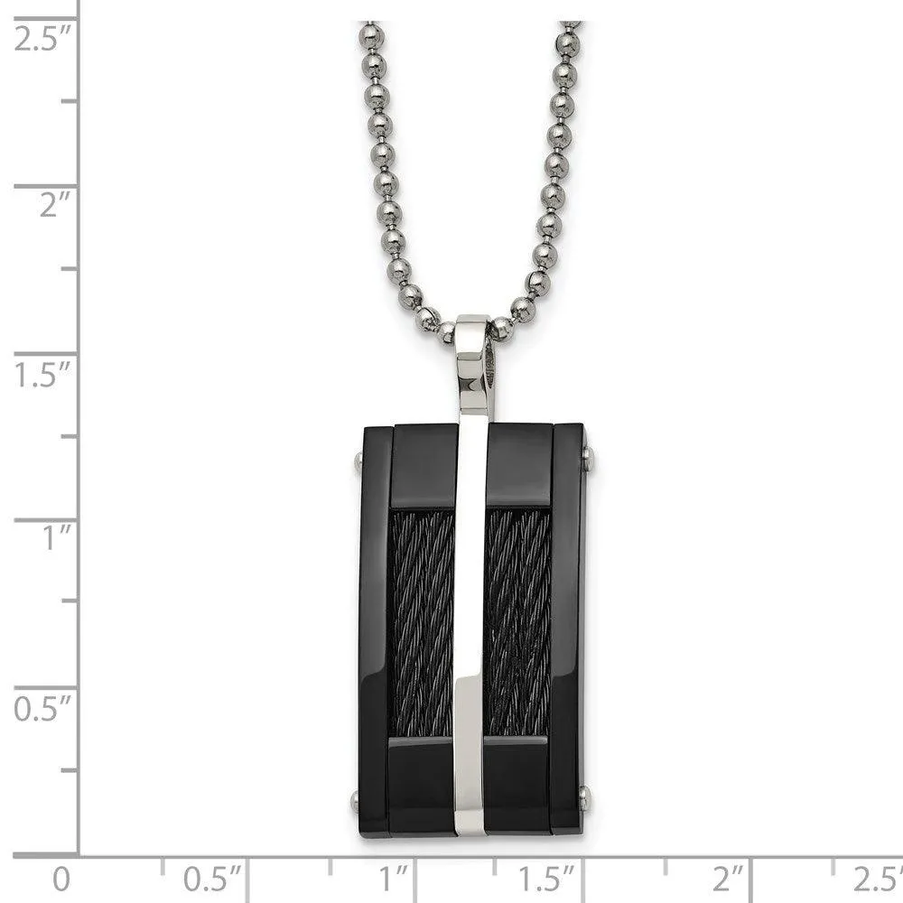 Stainless Steel Polished Black IP-plated Wire Necklace