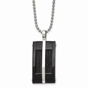 Stainless Steel Polished Black IP-plated Wire Necklace