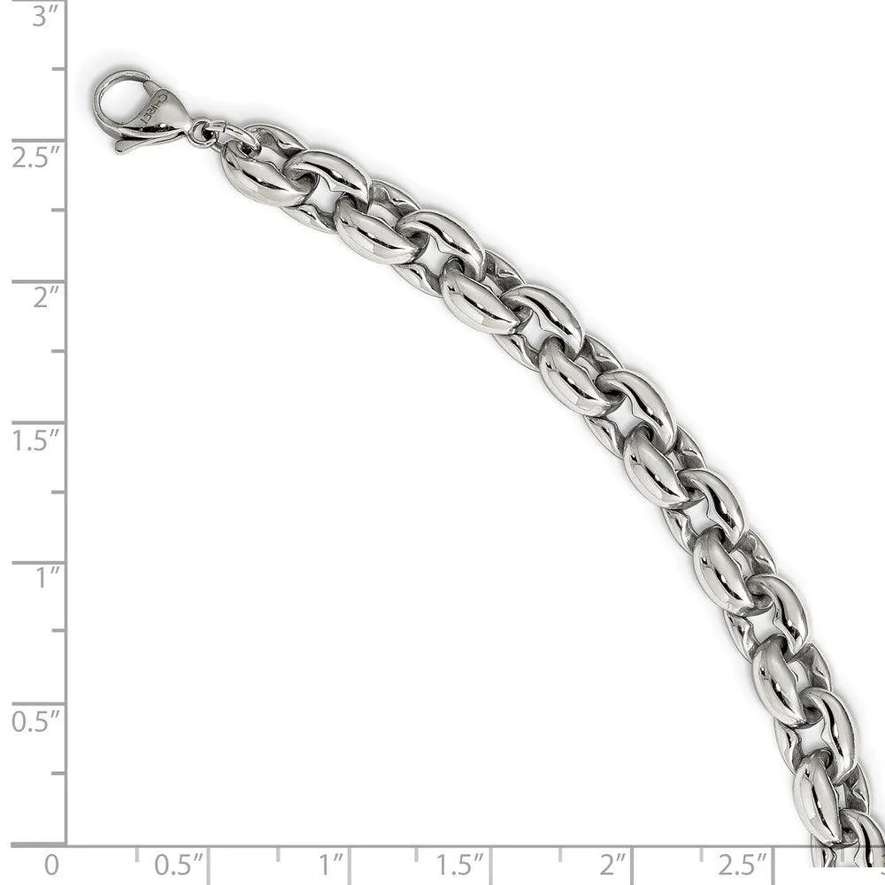 Stainless Steel Polished Ovals 24in Necklace