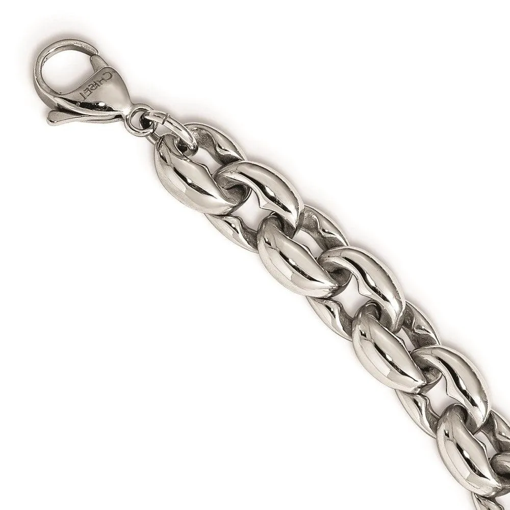 Stainless Steel Polished Ovals 24in Necklace
