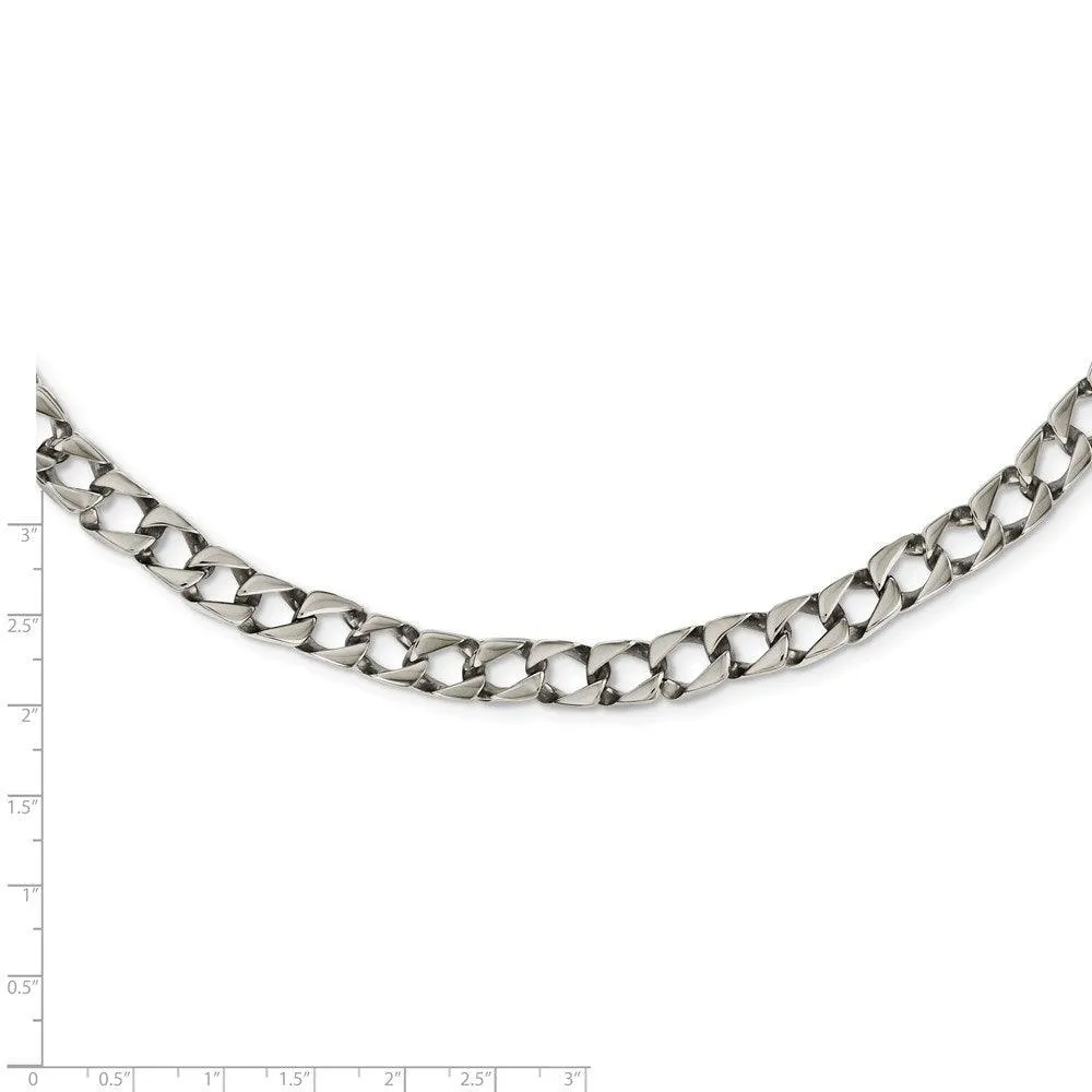 Stainless Steel Polished Square Link 24in Necklace