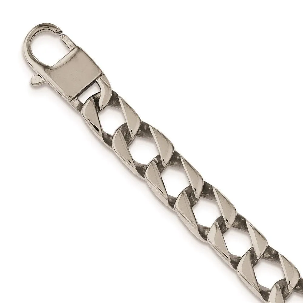 Stainless Steel Polished Square Link 24in Necklace