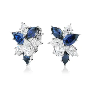 Statement earrings with sapphire simulants and 1.93 carats* of diamond simulants in sterling silver