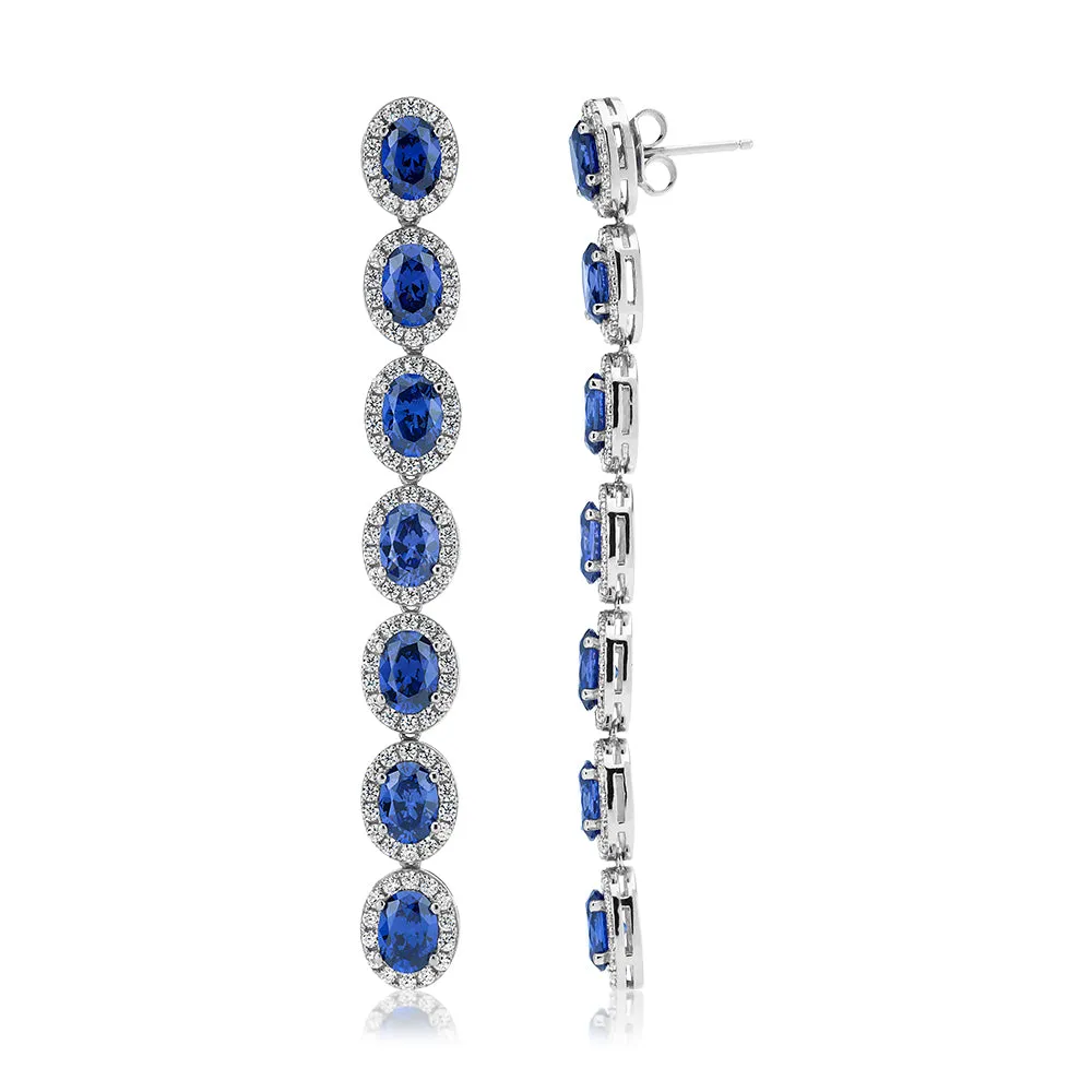 Statement earrings with tanzanite simulants and 2.94 carats* of diamond simulants in sterling silver