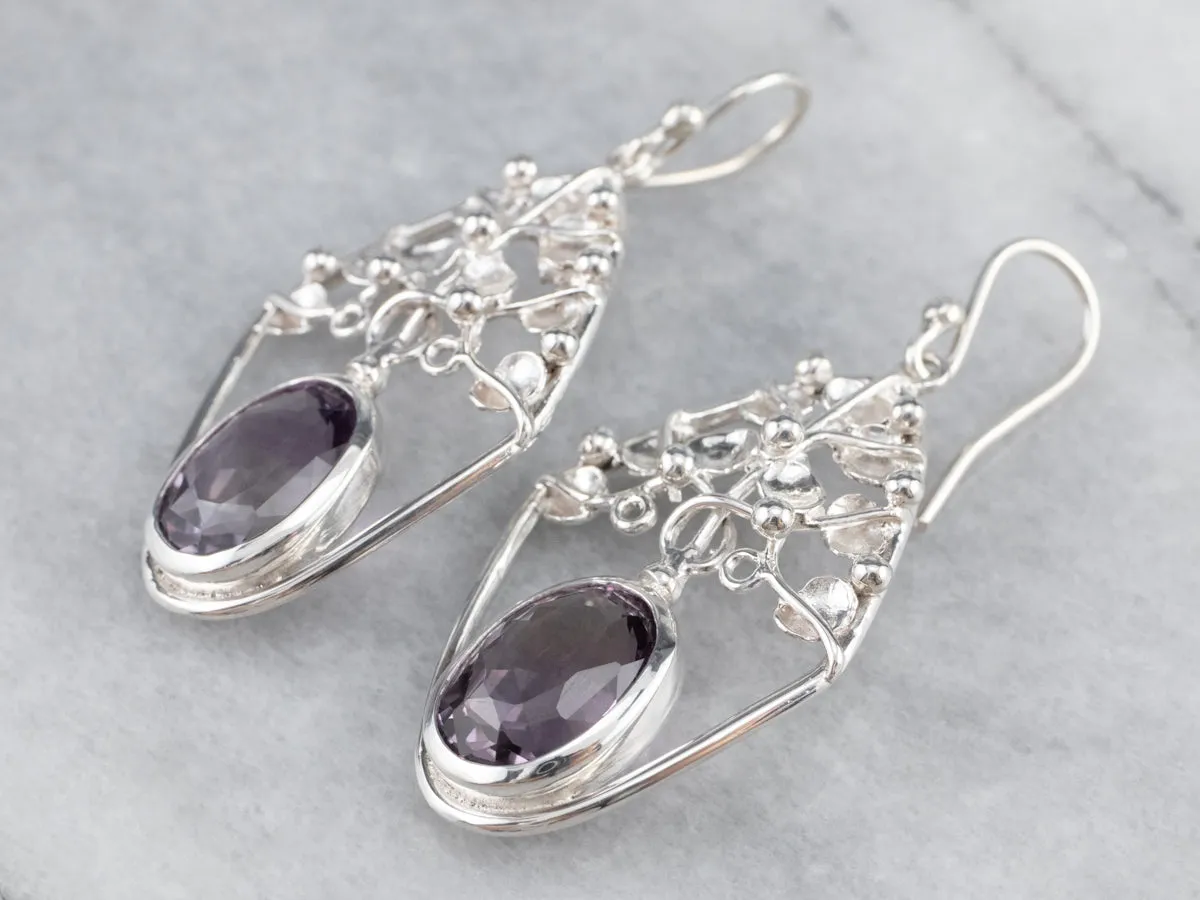 Sterling Silver Amethyst Drop Earrings
