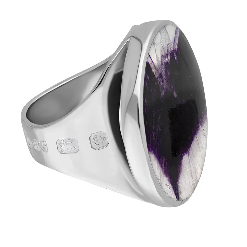 Sterling Silver Blue John Hallmark Medium Round Ring