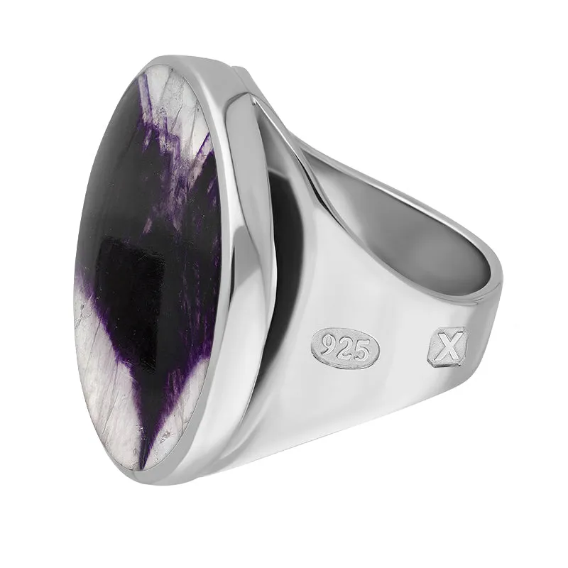 Sterling Silver Blue John Hallmark Medium Round Ring