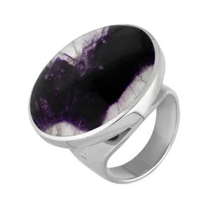Sterling Silver Blue John Hallmark Medium Round Ring