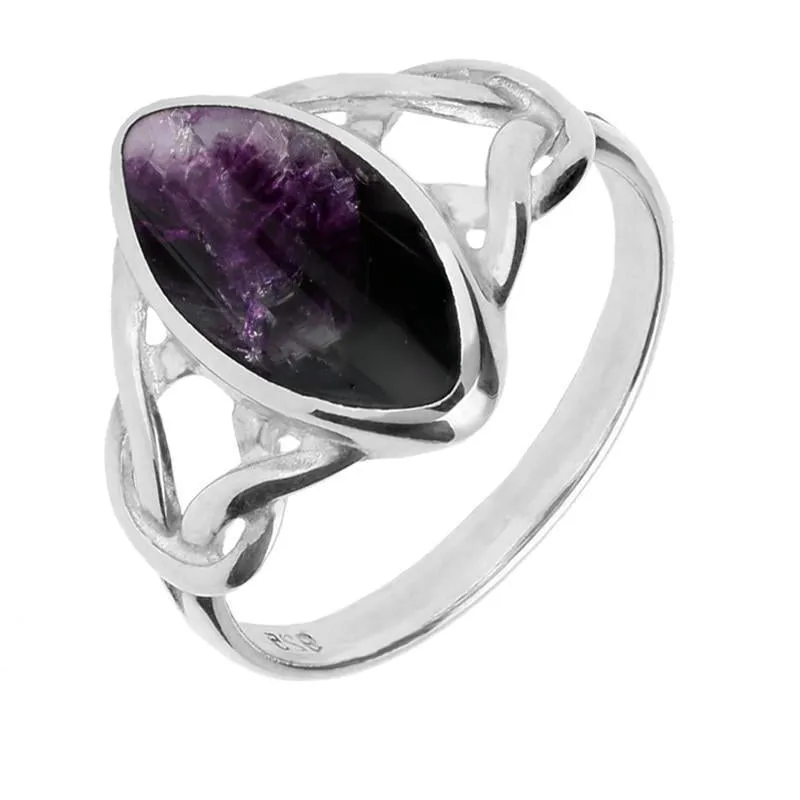 Sterling Silver Blue John Marquise Celtic Ring