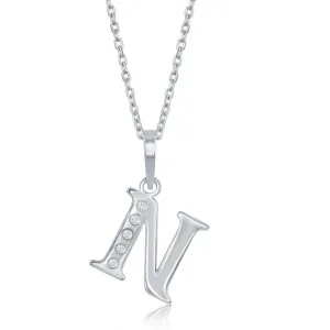 Sterling Silver Diamond "N" Initial Pendant Chain