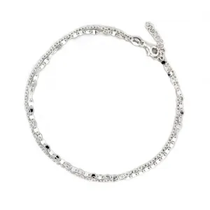 Sterling Silver Double Strand Valentina and Rolo Chain Anklet