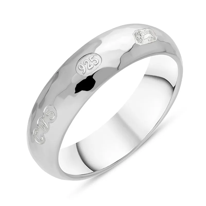 Sterling Silver Hallmark 6mm Hammered Ring