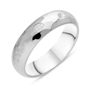 Sterling Silver Hallmark 6mm Hammered Ring