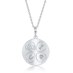 Sterling Silver I <3 U Mother and Daughter Double Disc Necklace