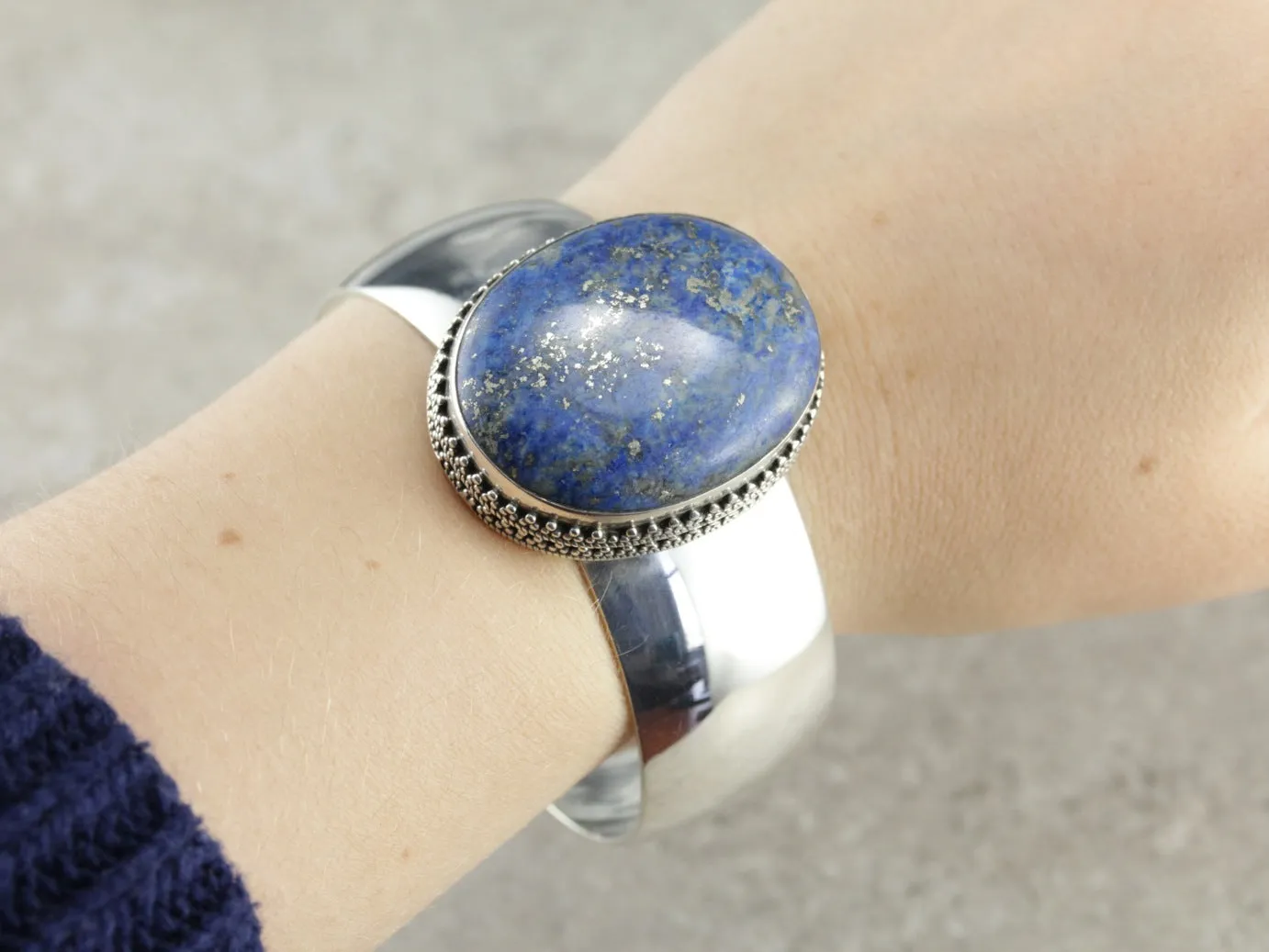 Sterling Silver Lapis Cuff Bracelet
