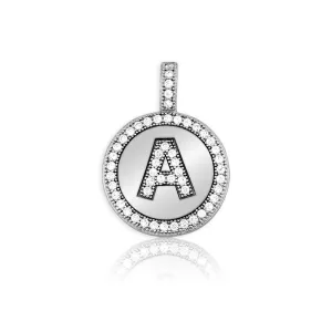 Sterling Silver Micro Pave Circle "A" Pendant with Chain