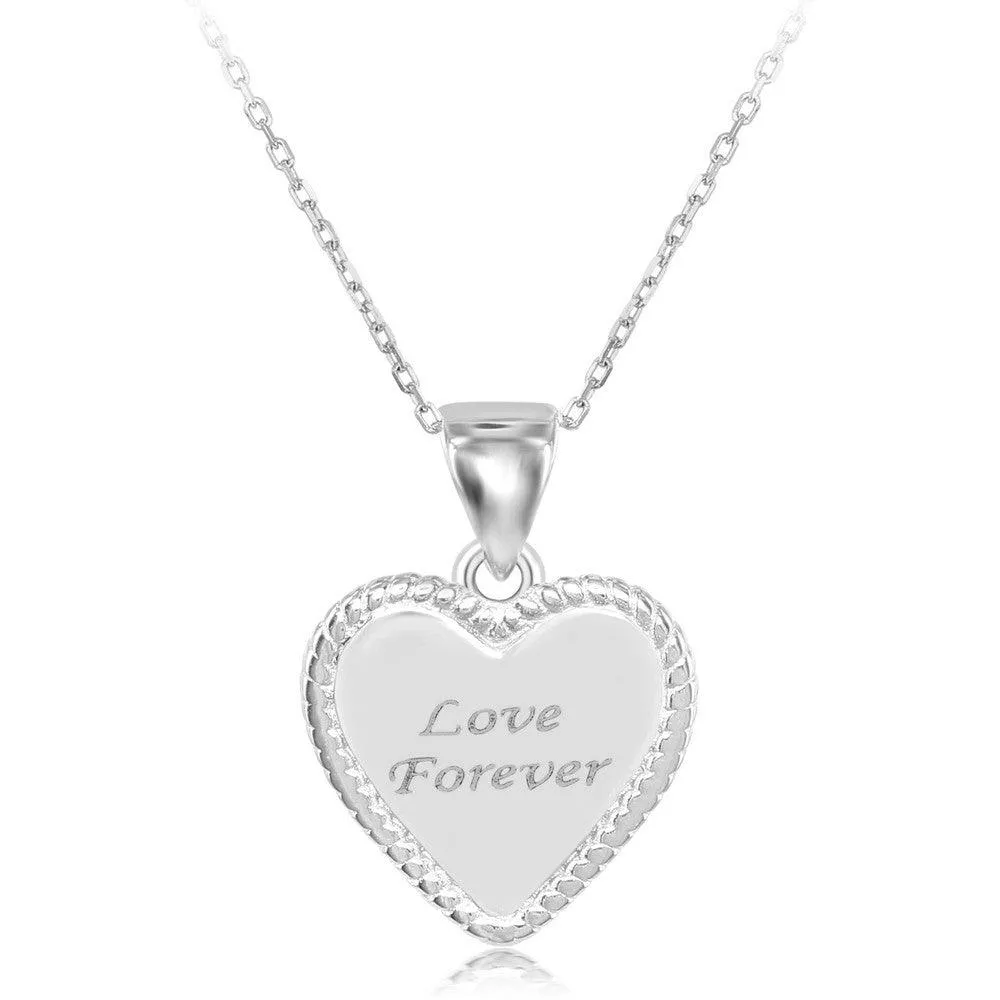 Sterling Silver "Love Forever" Heart Pendant Chain