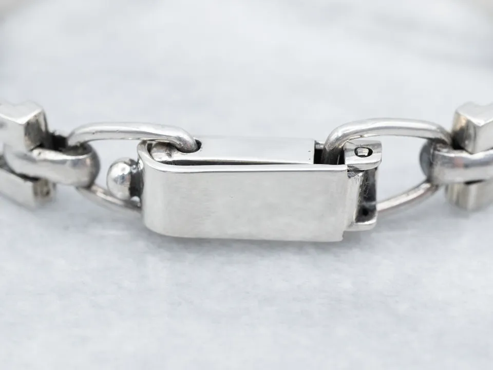 Sterling Silver Rectangle Link Bracelet