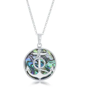 Sterling Silver Round Abalone Pendant Chain