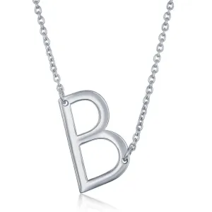 Sterling Silver Sideways B Initial Necklace