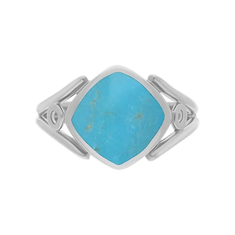 Sterling Silver Turquoise Cushion Cut Ring