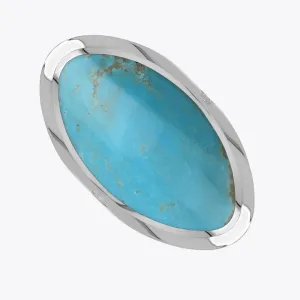 Sterling Silver Turquoise Hallmark Large Oval Ring