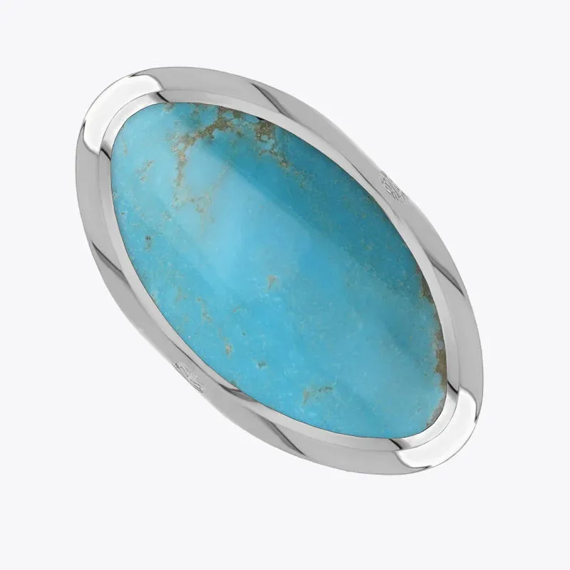 Sterling Silver Turquoise Hallmark Large Oval Ring