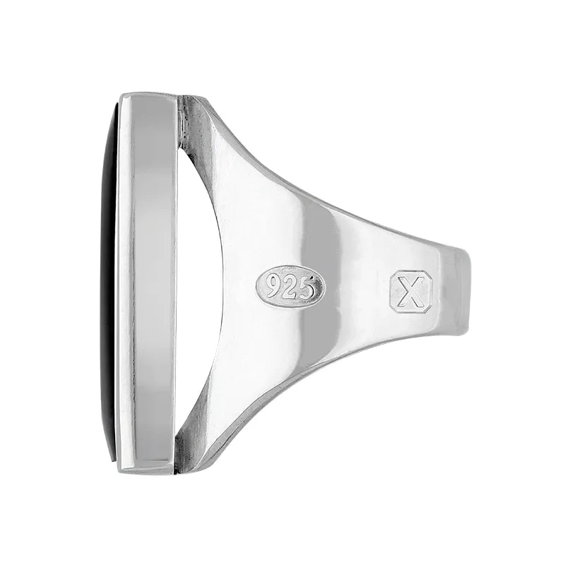 Sterling Silver Whitby Jet Hallmark Medium Square Ring