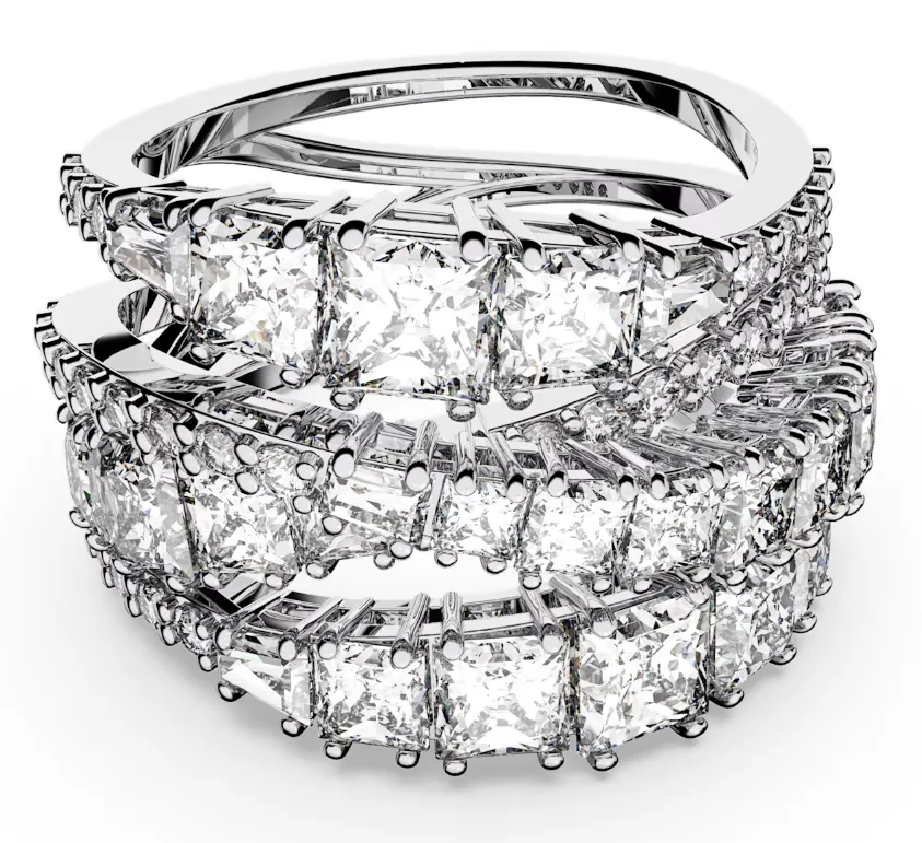 Swarovski Timeless Rhodium Plated White Crystal Twist Wrap Ring - Size 55