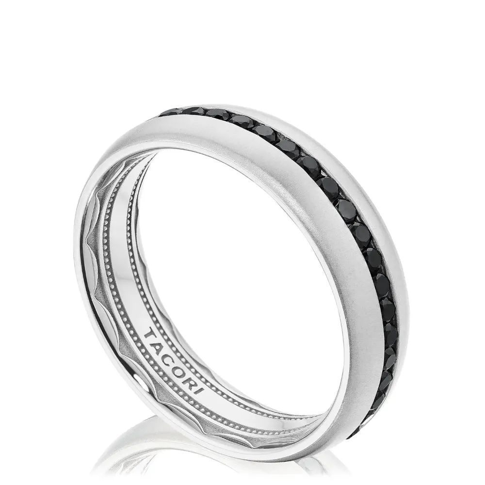 Tacori 18W Men's Channel Set Black Diamond in Satin Finish Wedding Band