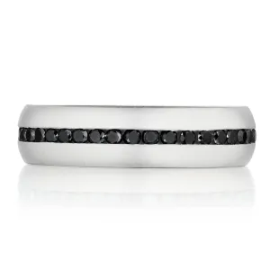 Tacori 18W Men's Channel Set Black Diamond in Satin Finish Wedding Band