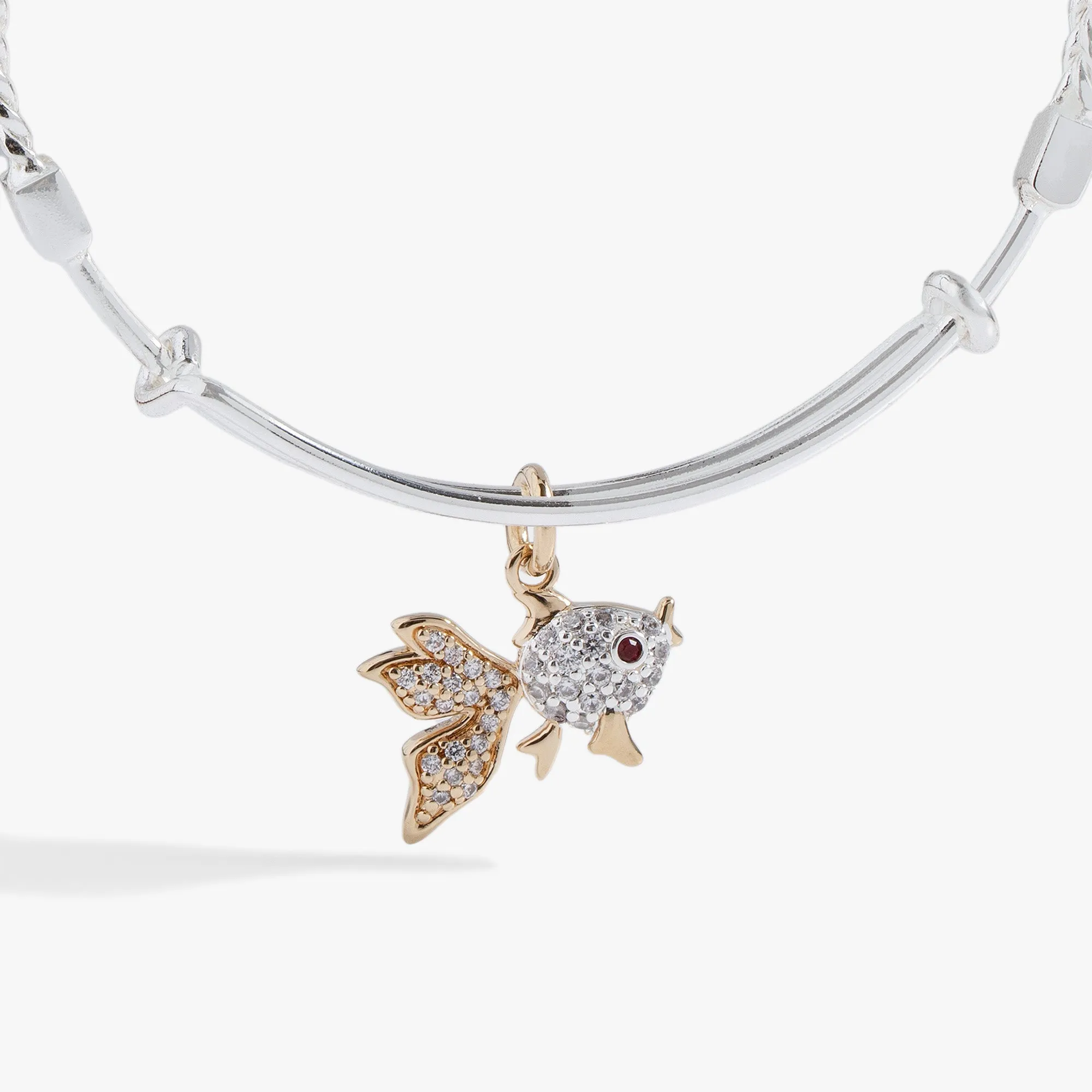 Textured  Goldfish Charm Bangle