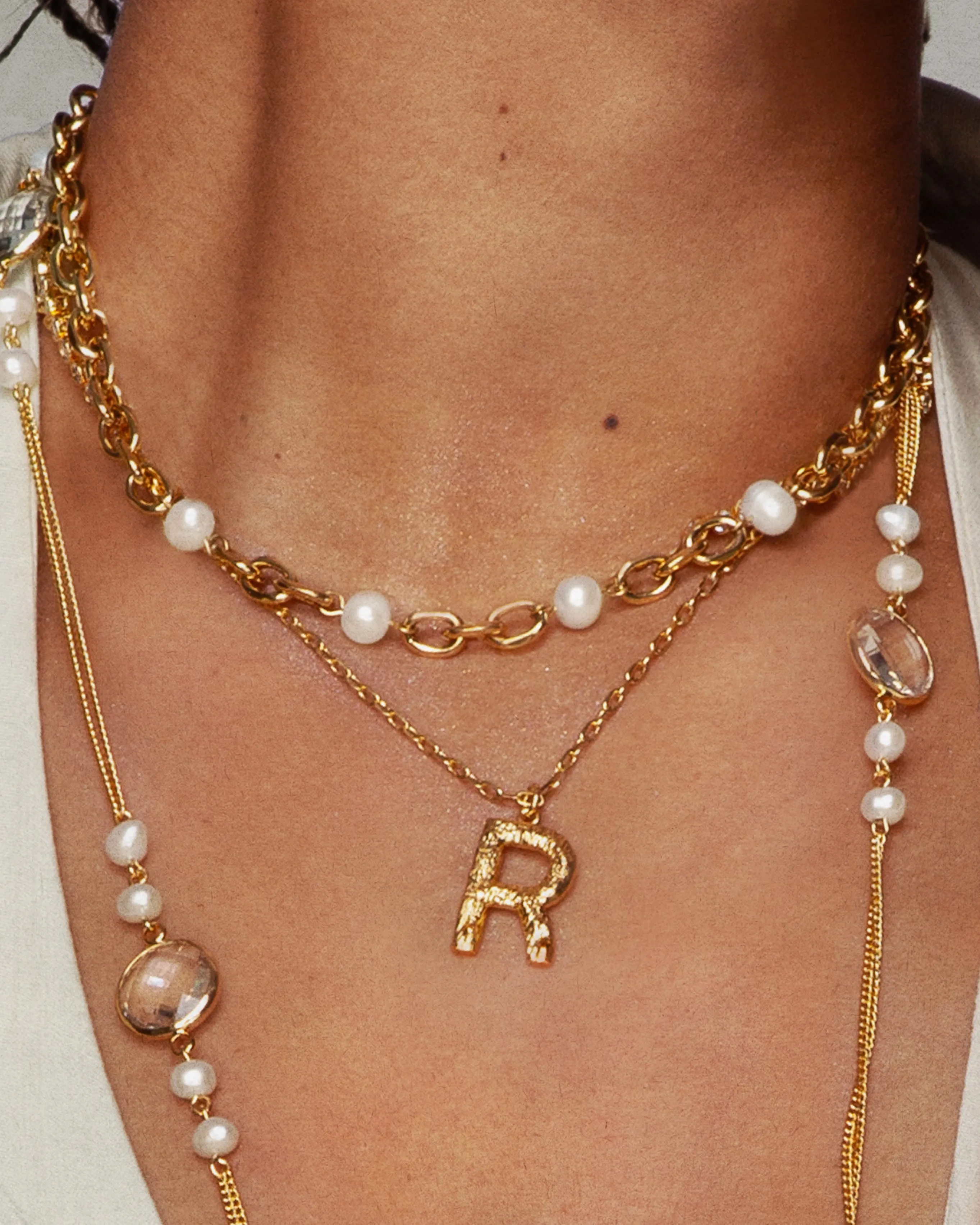 Textured Initial Letter Necklace