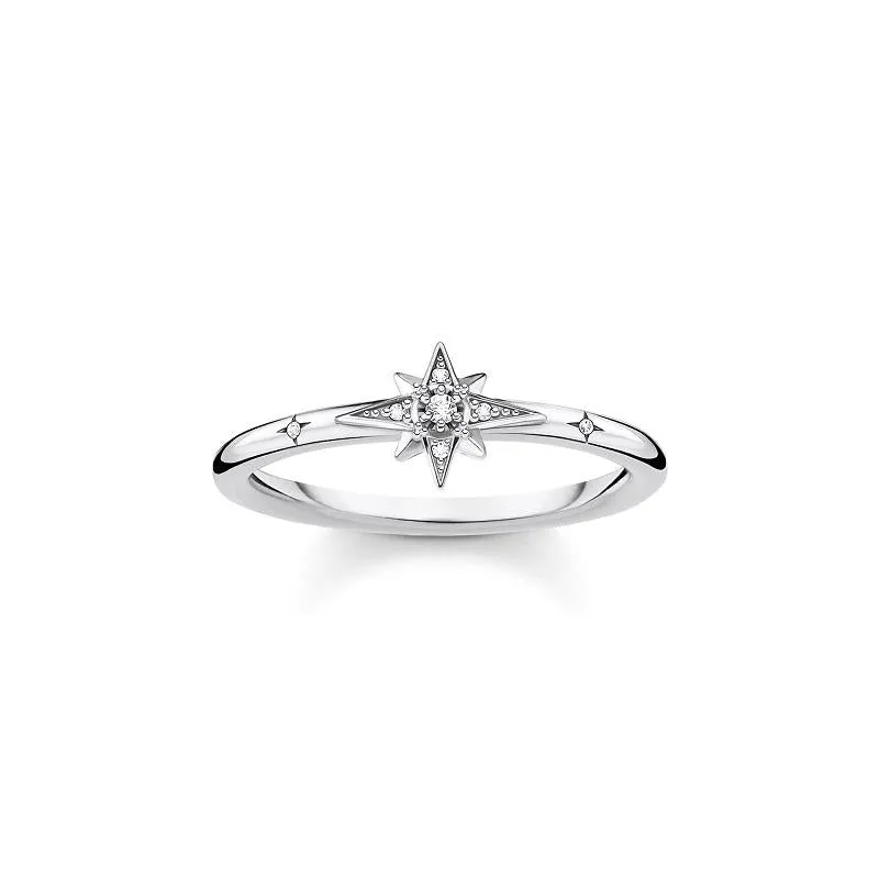 Thomas Sabo Charm Club Sterling Silver Star White Stone Ring D