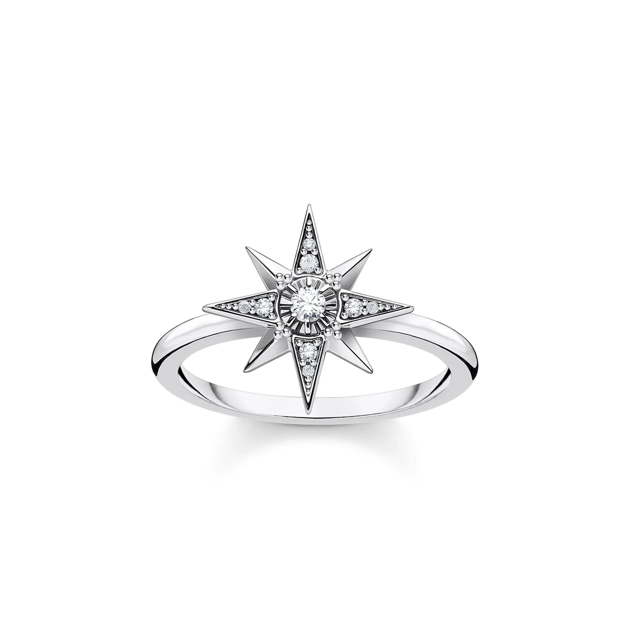 Thomas Sabo Charm Club Sterling Silver White CZ Star Ring D
