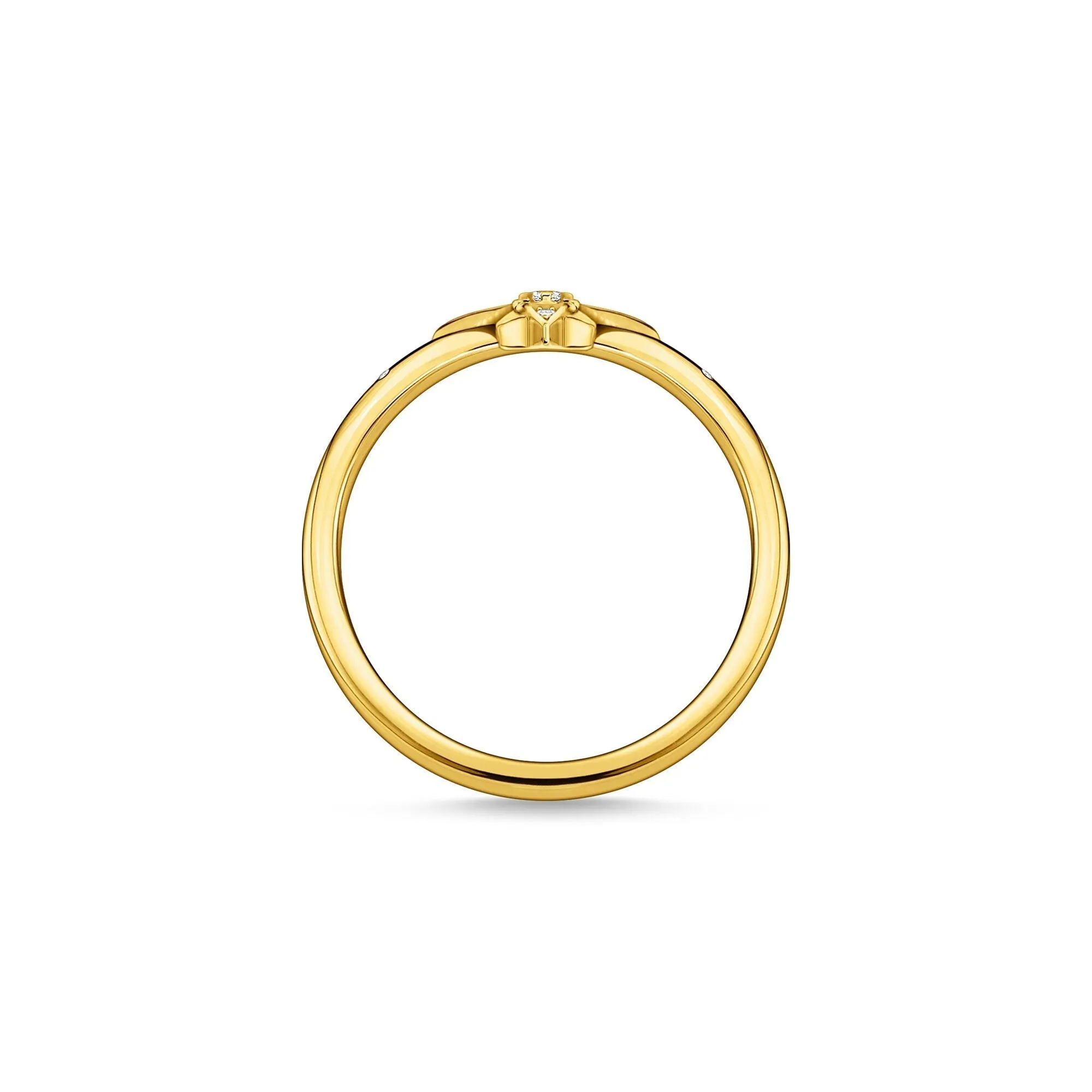 Thomas Sabo Charm Club Sterling Silver Yellow Gold Plated CZ Star Ring