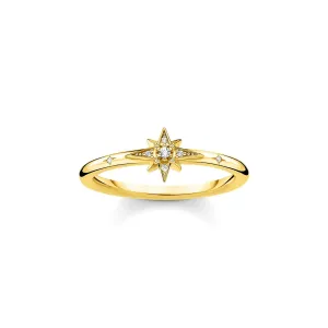 Thomas Sabo Charm Club Sterling Silver Yellow Gold Plated CZ Star Ring