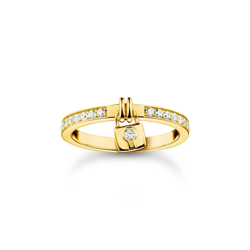 Thomas Sabo Charm Club Sterling Silver Yellow Gold Plated Lock Ring D