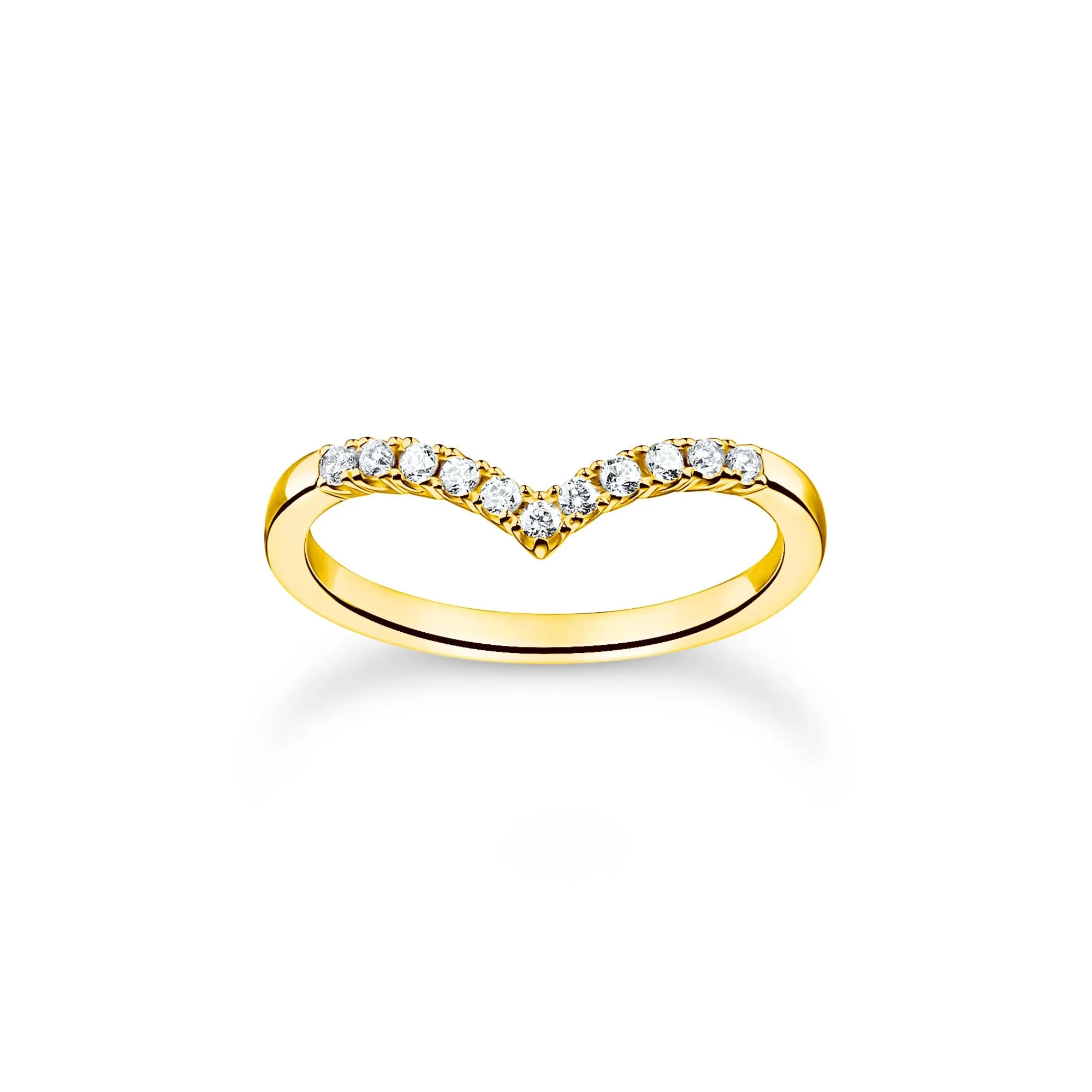 Thomas Sabo Charm Club Yellow Gold Plated Sterling Silver V-Shape Ring